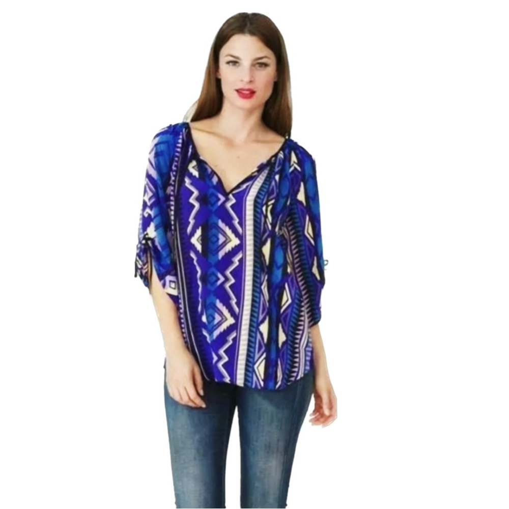 YUMI KIM Joey Aztec Patterned 100% SILK BL…